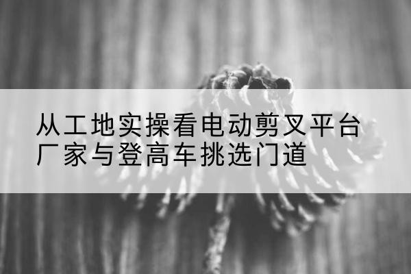 谯城电动剪叉升降平台厂家-从工地实操看电动剪叉平台厂家与登高车挑选门道